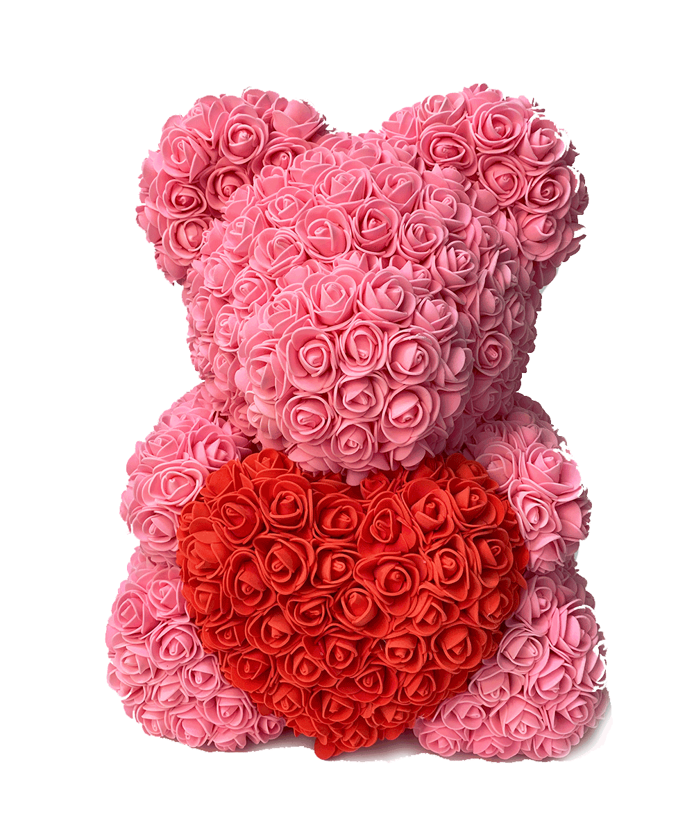 Pink rose shop bear